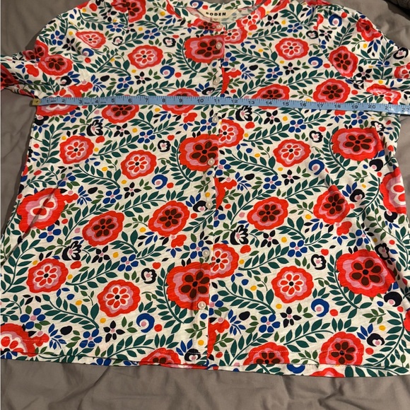 Boden Marina Jersey Multi-Foliage Scatter Long sleeve Lightweight Cotton Button - Picture 4 of 7